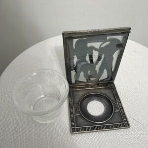 Egyptian Candle Holder Metal Tealight Pharaoh & Thoth Decorative Glass Cup(F97)✨